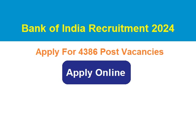 BOI Recruitment 2024 Apply Online For 4386 Various Post Vacancies, @bankofindia.co.in