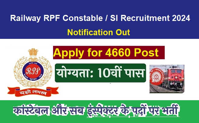 Railway RPF Constable / SI Recruitment 2024 Notification Out